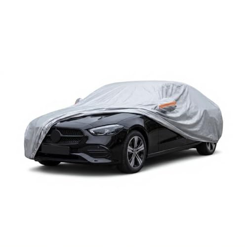 Image of myTVS 100% Waterproof Car Body Cover for Mercedes C-Class - Custom-Fit, Double-Layer, UV & Dust Proof, Mirror Pockets & Elastic Clip Lock (CSK 8)