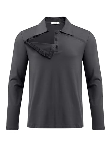 Deyeek Unisex Chemo Shirts for Port Access Post Shoulder Surgery Shirt Long Sleeve Tear Away Shirts