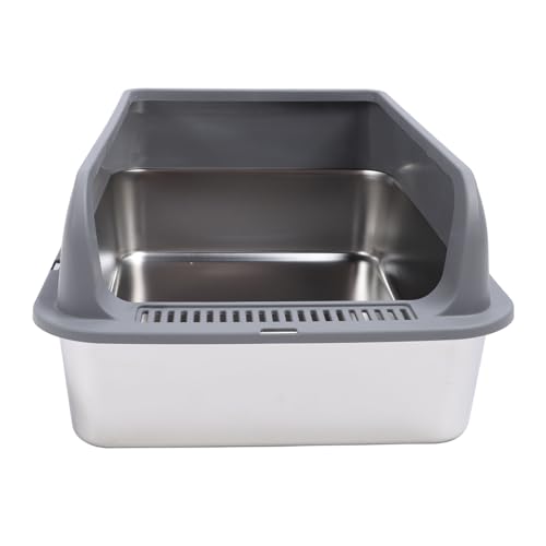 Arenero para gatos de acero inoxidable extra grande con tapa miniatura 3