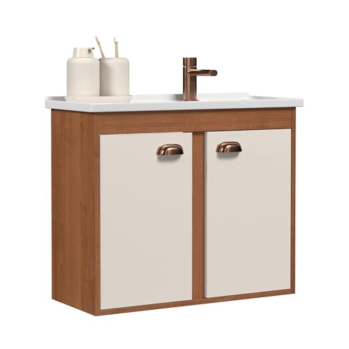 Gabinete para Banheiro completo New Prisma com pia cuba Fhem móveis