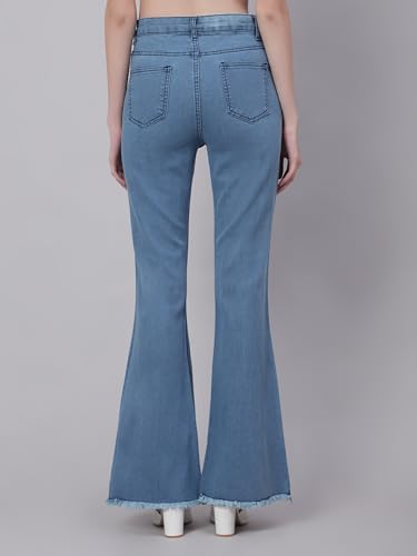 Image of KOTTY Flare Bottom Jeans for Women - Stylish Slim Fit with Bell Shape Leg