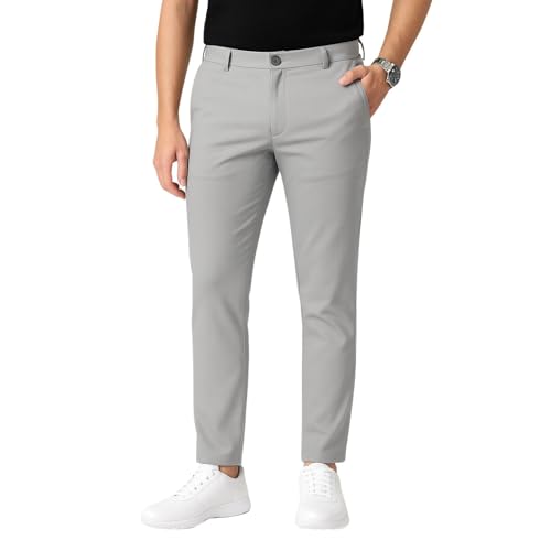 Men's Chinos Stretchable Trousers with Expandable Waist - Lycra C...