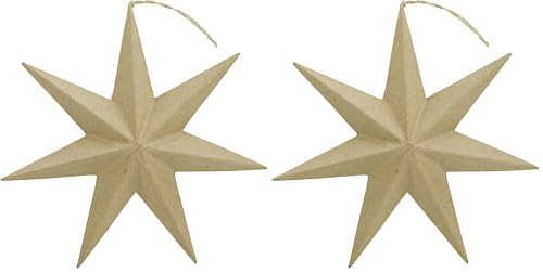 décopatch NO011O - Un Support en Papier Brun mâché 4,1x20x20 cm, Etoile à suspendre (Paquete de 2)