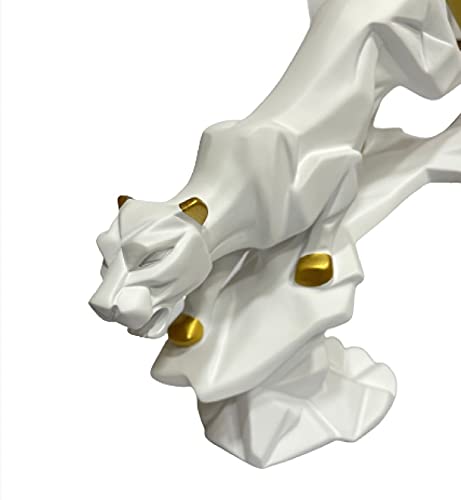 Image of AUGEN Polyresin Jaguar White Idol Statue Showpiece for Home Decor Decoration and Gifting (1 Piece, 9819A)
