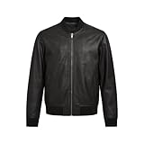 Zerimar Chaqueta Polo hombre Piel - Cazadora Polo piel Caballero - Chamarra resistente para hombre - Color negro - Talla M