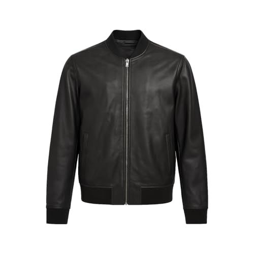 Zerimar Chaqueta Polo hombre Piel - Cazadora Polo piel Caballero - Chamarra resistente para hombre - Color negro - Talla M