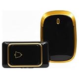 Campainha Sem Fio Residencial Bivolt Longo Alcance Comunicação com Idosos 36 Tipos Toques Leve Resistente Premium (Preto e Dourado)