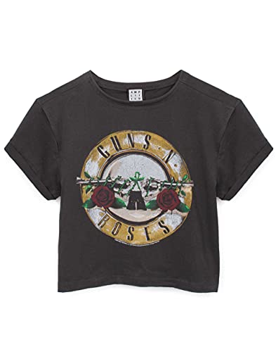 Official Guns N Roses T-Shirt à Logo amplifié Top Court Gris foncé pour Femme - Les Beatles, Paul McCartney, John Lennon, RIngo Starr, George Harrison Official Guns N Roses T-Shirt à Logo amplifié Top Court Gris foncé pour Femme – Image 4