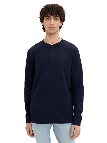 TOM TAILOR Denim Herren Henley Longsleeve 1035590, 10668 - sky captain...