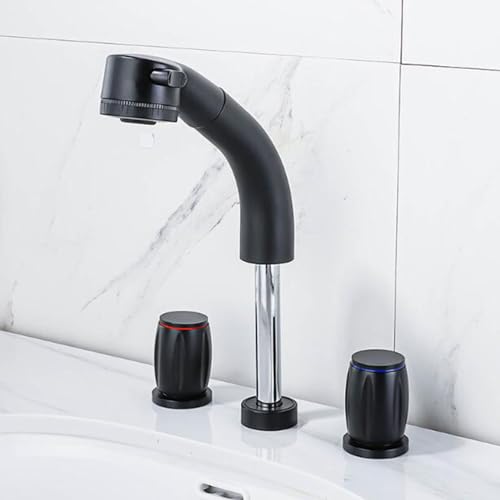Robinet de salle de bain noir à douchette pour faciliter la routine familiale