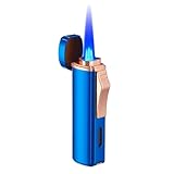Butane Lighter, Triple-Jet Butane Torch, refillable Windproof Lighter, Suitable as a New Year's Gift and Gift for Men.(Blue)