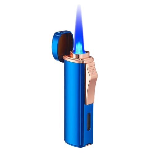 Butane Lighter, Triple-Jet Butane Torch, refillable Windproof Lighter, Suitable as a New Year's Gift and Gift for Men.(Blue)
