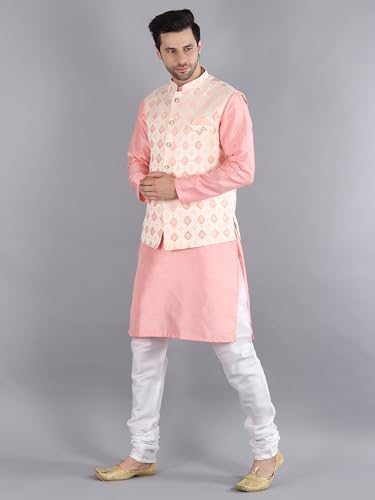 Image of Uri and MacKenzie Men's Silk Blend Kurta Pajama with Designer Ethnic Nehru Jacket /Modi Jacket
