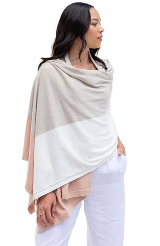 zestt Dreamsoft Travel Scarf, Wrap and Shawl, Organic Cotton, Blush Colorblock