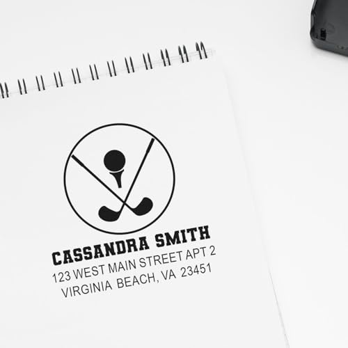 Image of Custom Sporty Crossed Sticks Slim Pre Inked Rubber Stamp - Custom Wording | Pocket Size Rubber Stamp. Choice of 5 ink colors. Artisan Rubber Stamp. Up to 50 characters per line. Slim travel body.