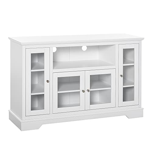Homcom Sideboard Buffet Cabinet With Storage, Kitchen Cabinet Coffee Bar Cabinet With Glass Doors For Living Room, Kitchen, White #TOP29