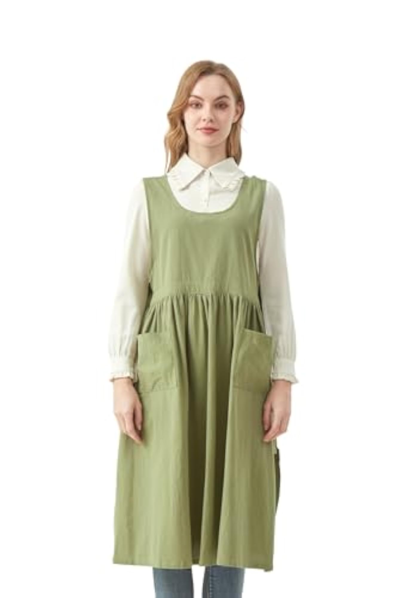 Cotton Apron Women Split Plus Size Bib for Cooking