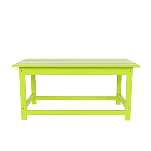 Westintrends Malibu Outdoor Coffee Table, 35" X 17.5" All Weather Poly Lumber Patio Adirondack Coffee Table For Garden Lawn Porch Balcony, Lime #TOP6