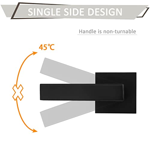 Probrico HMDMBK-DL01-2PACK [Pack Of 2 Door Lever Dummy Lever Door Handle For Closets French Doors,Square Dummy Door Lever,Non-Turning Single Side Pull thumb #3