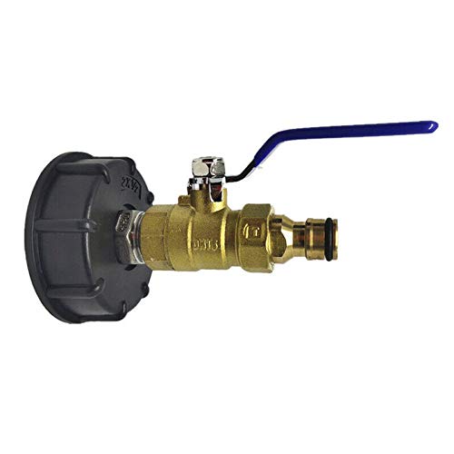 IBC Tank Adapter, IBC Tote Tank Drain Adapter S60X6 to Brass Garden Tap with 1(25mm) Hose Fitting Oil Fuel Water