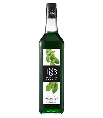 1883 Green Mint Syrup for Drinks, Made in France, 1 Liter Plastic Bottle