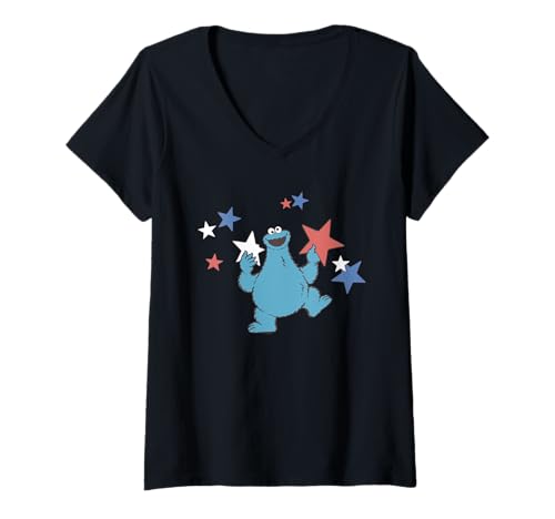 T-shirt Cookie Monster 14 Juillet à col en V Sesame Street pour adulte