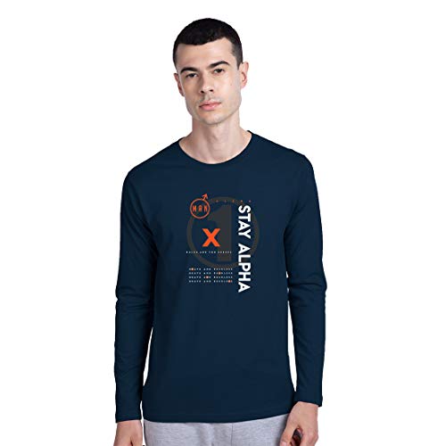 Image of Bewakoof Men's Cotton Typography Regular Fit Full Sleeve Round Neck T-Shirt | Tshirt for Man | Tshirt for Men Cotton | Tshirts for Men Stylish | Casual Wear | Street Wear