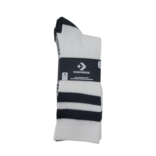 Converse Women's Half Cushion Double Stripe Crew Socks 3-Pack Size 6-10 (White/Grey/Black)4
