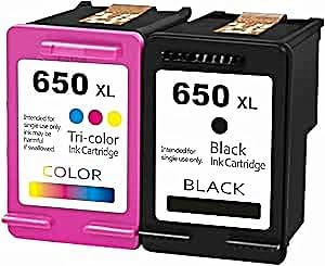 650XL Black & Tri Color Yield Ink Cartridges for Deskjet Advantage 1015 1515 2515 2545 2645 3515 3545 4515 4645 series Printers - Compatible (Set of 2)