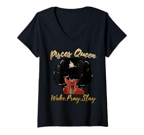 Donna I'm a Pisces Girl Funny Women Queen Zodiac Regalo di compleanno Maglietta con Collo a V