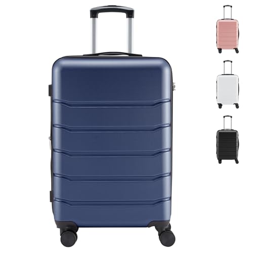 Sweetcrispy Carry on Luggage,Hard Shell Expandable Double Spinner Rolling Wheels Suitcase,TSA Lock, Canal Blue, 24 Inch