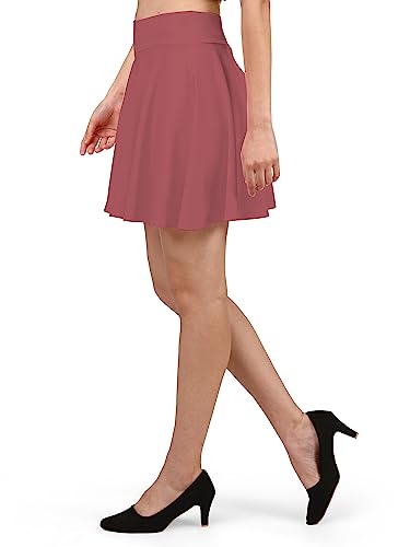 Image of Mehrang Girl's /Women's Classic Stretchy All Time Trendy Skater Skirt with Attached Inner Shorts and Flared Inskirt