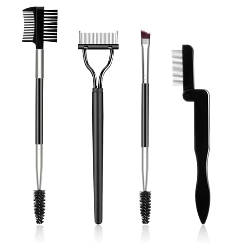 4PCS Eyelash Comb Eyebrow Brush Lash Separator and Brow Spoolie, Spooly for Eyebrows, Mascara Separator Tool, Eye Makeup Tools