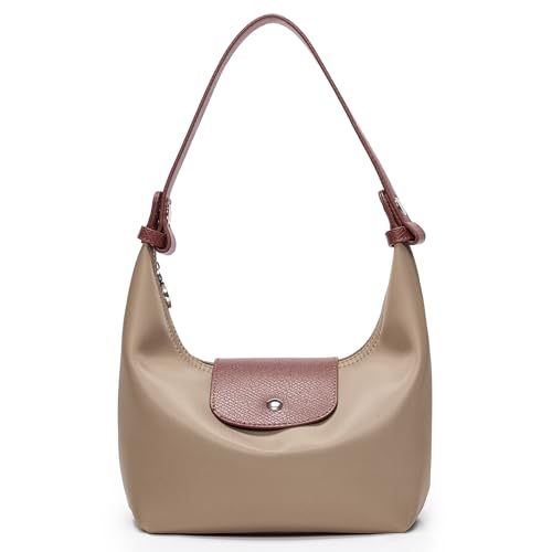 Mini Nylon Handbag for Women Crossbody Small Shoulder Bag with 2 Straps Convertible Dumpling Purse Crescent Underarm Bag