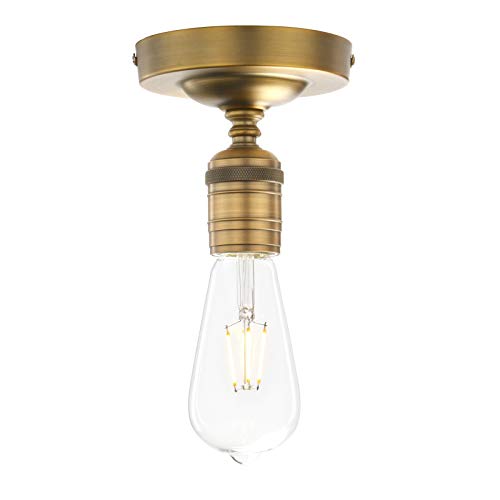 Image of Phansthy Semi Flush Mount Ceiling Light Fixture, Vintage Industrial Close to Ceiling Light, Pendant Light Fixture Ceiling for Bedroom Kitchen Living Room Dining Room (Minimalist -Antique)
