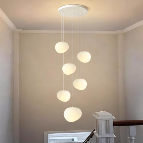 Lustre moderne salon salle à manger suspension galets E27 6 têtes - 2
