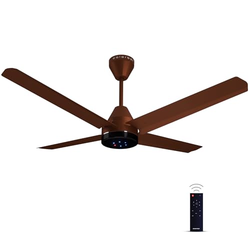 Colorbot Stella Quad 4 Blade BLDC Ceiling Fans 1200mm | BEE 5 Star Rated | Save up to 65% | Remote Control (Boost, Timer, LED, Reverse Mode) | 100% Copper Winding | 4 Years Warranty (Cocoa Brown)
