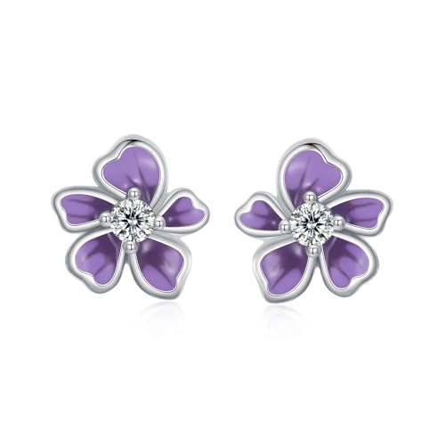 Boucles d'oreilles fleur argent 925 pour filles avec fermoir à vis