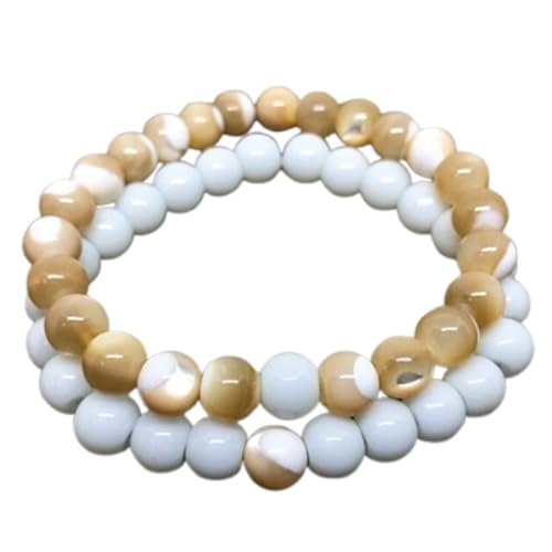Bracelet en jade blanc et nacre naturelle de qualité supérieure