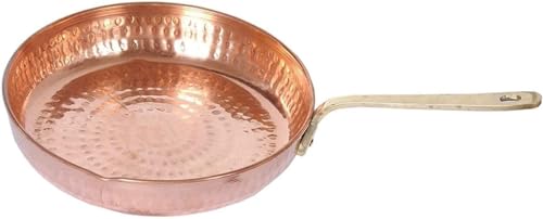 BishtHub Sartén de cobre puro para tadka, sartenes para freír, cocinar, servir platos para el hogar y el hotel, restaurante, artículo de cocina, 350 ml