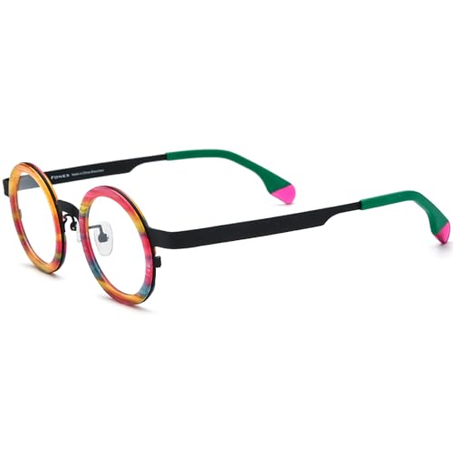 Image of FONEX Acetate Titanium Glasses Frame Women Round Eyeglasses Vintage Eyewear F85816