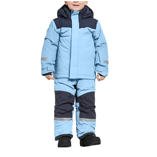 Combinaison de Ski Enfants Garçons Fille Noel Combinaisons de Ski Ado Ensembles de Neige Doudoune à Capuche Salopettes Zippé Imperméable Vêtements de ski...