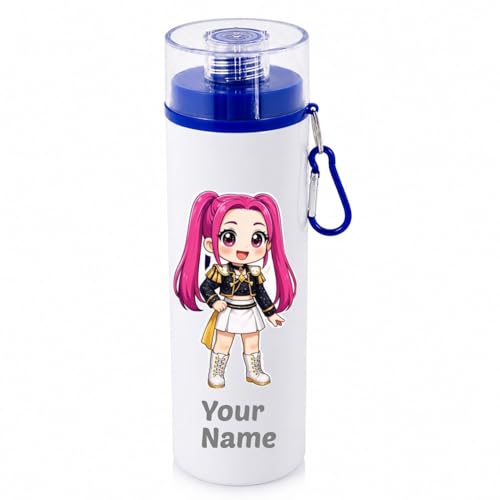 Image of Korean Style Personalized Water Bottle 800ml | Aluminium Custom Name Bottle with Clip | Cute Cartoon Design | Ideal for Kids, School, Return Gifts|Birthday Return Gift