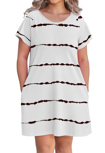 Image of Alaster Women's Casual Summer T Shirt Dress Loose Short Sleeve Tunic Dress with Pocket for Women