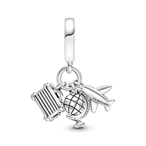 PANDORA Airplane, Globe & Suitcase Triple Dangle Charm - Bracelet Charm Moments Bracelets - Stunning Women's Jewelry - Gift for Women - Made with Sterling Silver & Enamel - With Gift Box3