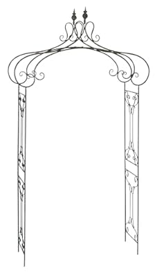 Deco 79 Metal Fleur De Lis Indoor Outdoor Scrollwork Arched Garden Arbor, 44" x 15" x 95", Black