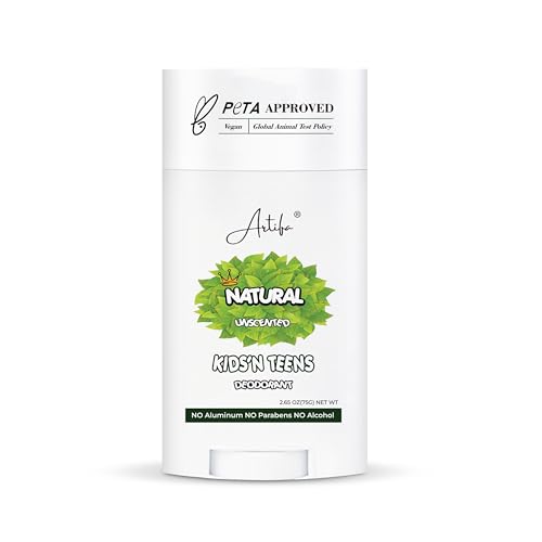 Artifa Natural Deodorant for kids and teens, Aluminum FREE, Paraben FREE, Alcohol FREE, Cruelty FREE, for Boys and Girls, 2.65 oz (75 g)