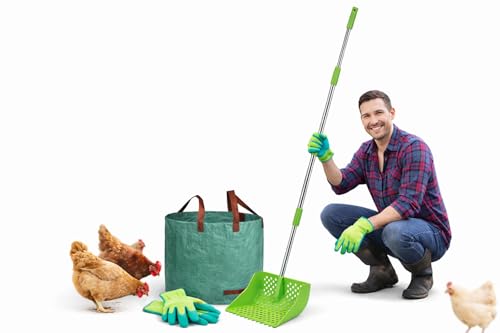 Luniko Shop 2-in-1 Pets Poop Scooper & Rake, Dog Pooer Scooper Set (Green)