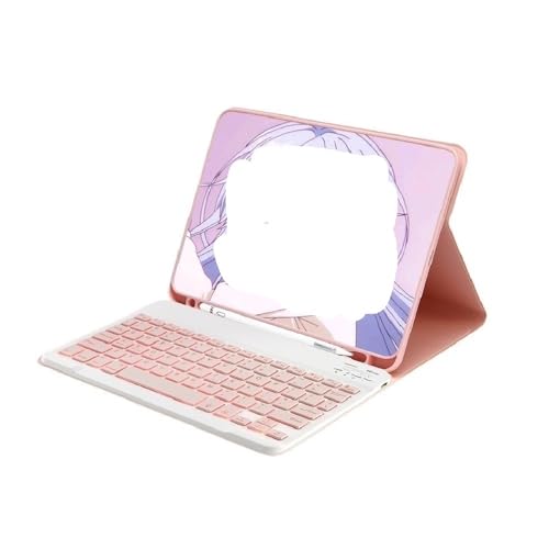 Funda teclado iPad Pro 13 2024 rosa YSJX QWERTY retroiluminado carcasa piel