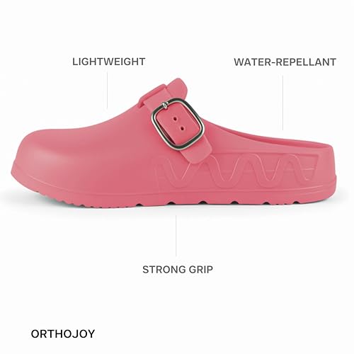 Image of ORTHO JOY Orthopedic Arch Support Clogs for Women - Comfort Slip-On Toe Post Slides with Adjustable Strap & Cushion Sole